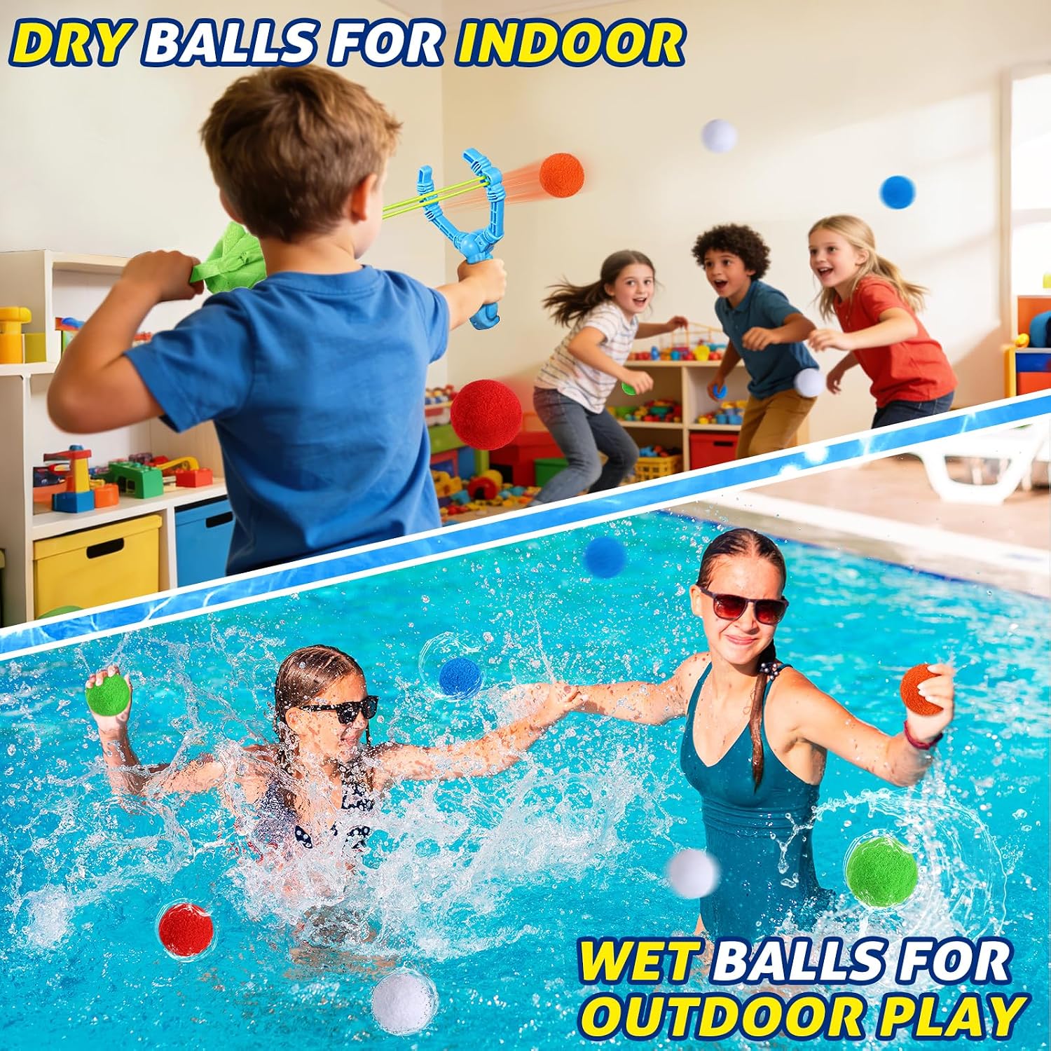 Reusable Water Balloons Set for Kids, Slingshot with 10 Soft Balls, Outdoor Indoor Toys for Backyard Pool Beach Summer Water Fight Play Games for Boys Girls Adult - Image 3
