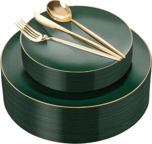 I00000 150Pcs Green Plastic Plates ...