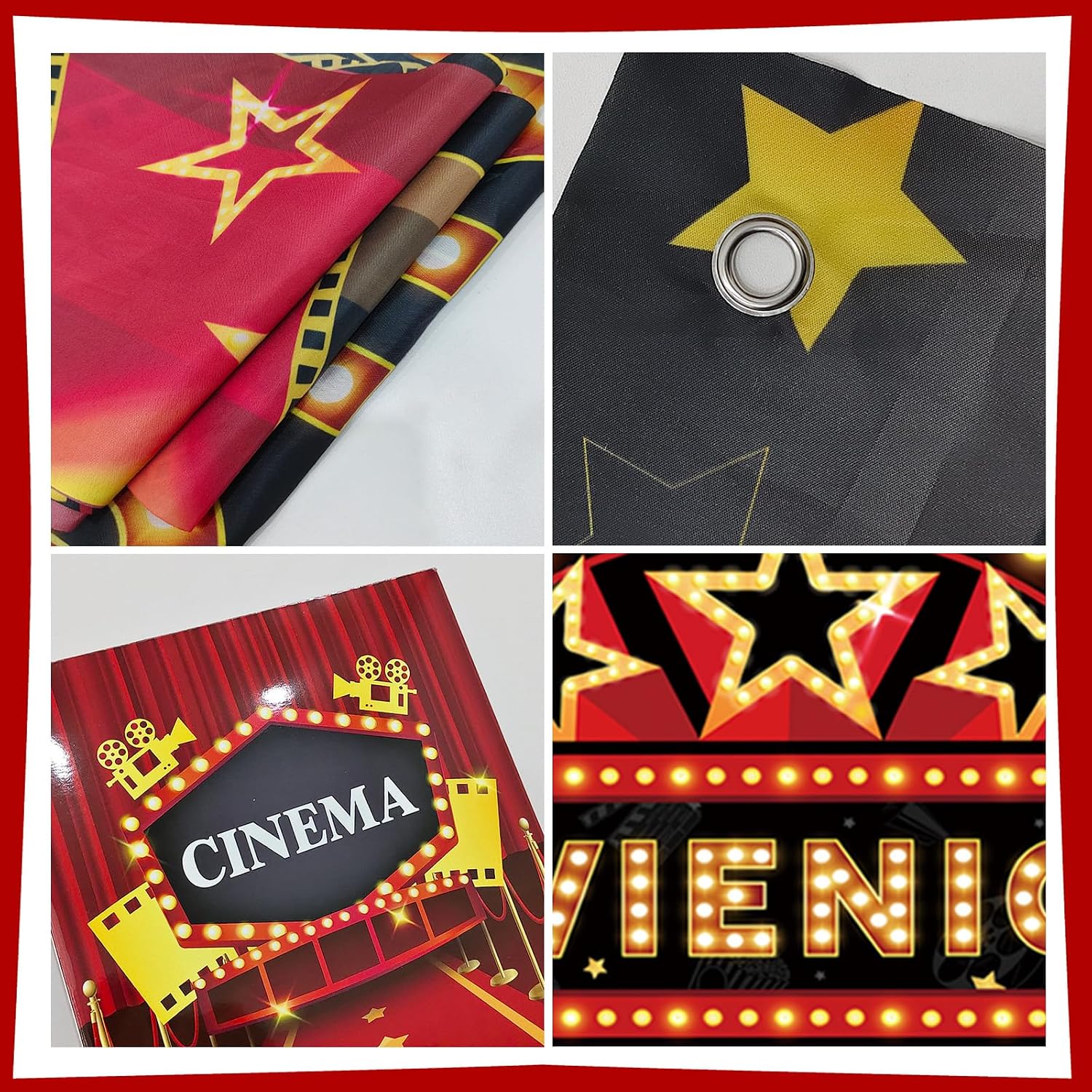 10 Pcs Movie Themed Party Decorations Porch Sign Banner with 6 Movie Party Decor Boxes, Movie Night Decorations Red Carpet Party Decoration for Home Film Backdrop, Birthday Supplies - Image 6