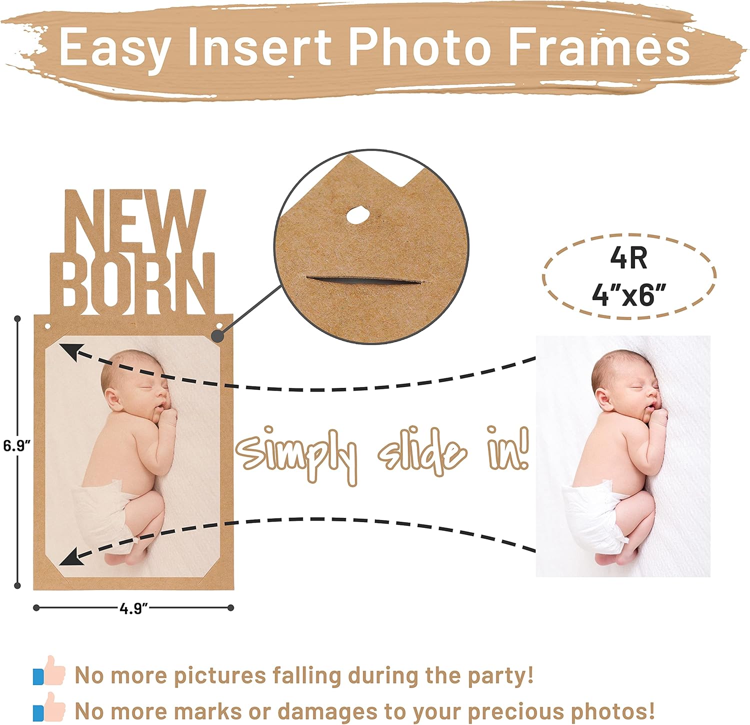 PartyHooman 1st Birthday Photo Banner for Baby from Newborn to 12 Months, First Birthday Decorations Boy or Girl Monthly Milestones Garland | 1 Year Old Photo Banner Pre-strung with Frame (Kraft) - Image 3