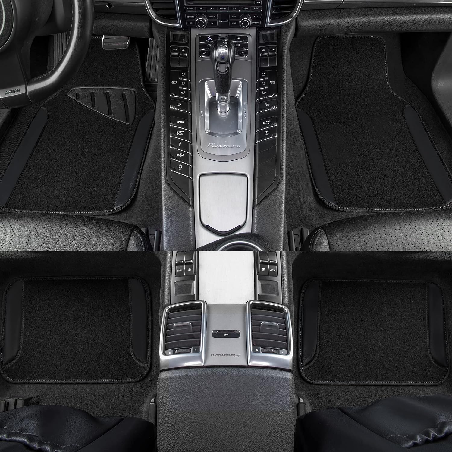 CAR PASS Waterproof Universal Fit Car Floor Mats, Faux Leather Car Carpet Mats, Black Car Mats with Anti-Slip Nibbs Backing & Driver Heel Pad Fit for SUV,Vans,sedans, Trucks,Set of 4pcs(All Black) - Image 4