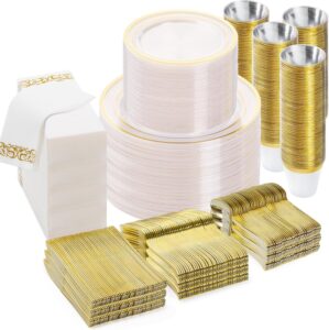 BESTVIP 700PCS Clear Gold Disposabl...