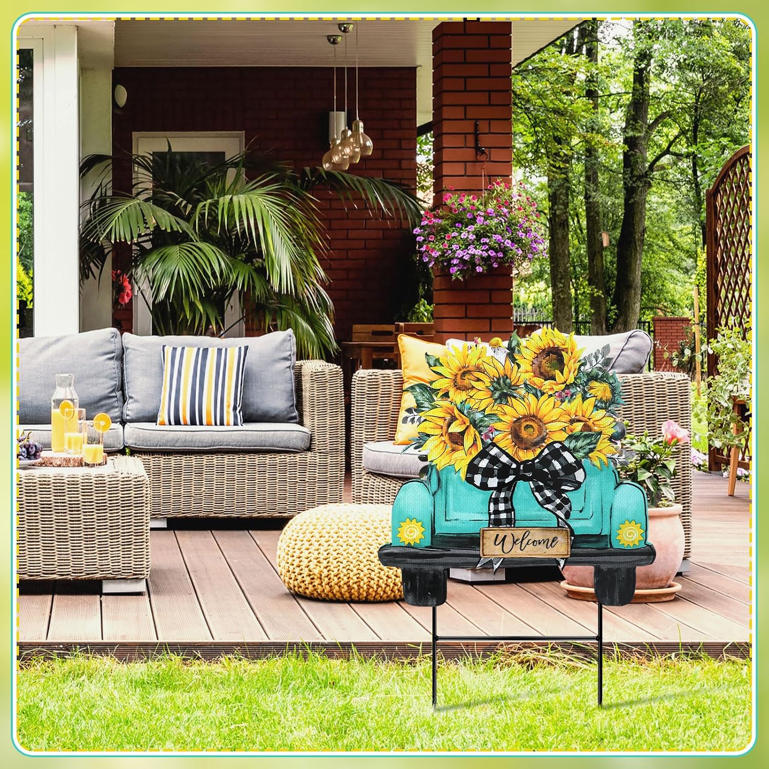 Weysat Sunflowers Yard Sign 13.7 Inch Sunflowers Metal Decoration Outdoor Summer Decoration for Home Outdoor Summer Truck Yard Decor with Stakes Waterproof for Garden Patio Lawn Party Walkway Decor - Image 6