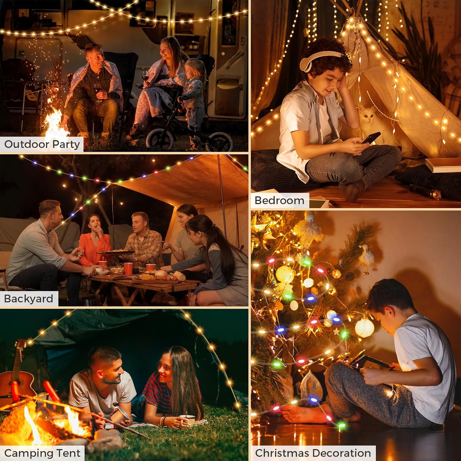 Camping String Lights, 32.8FT Rechargeable Camping Lights with Quick Storage Reel, 8 Modes Waterproof Hanging LED Camping Lights for Tent, RV Awning, Patio and Outdoor Camping Gear Essentials - Image 6