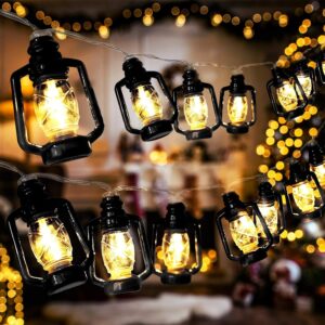 AceList 20 LED Black Lantern String...