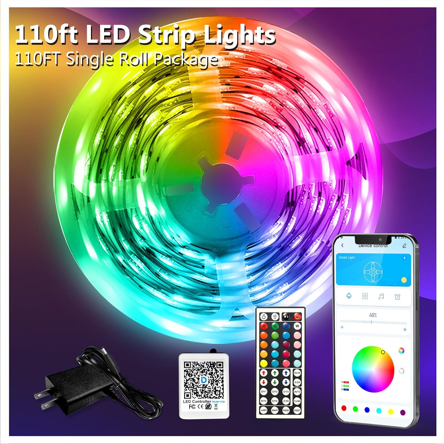 DAYBETTER LED Strip Lights 110ft, Smart Lighting Strips with App Remote Control, RGB Music Sync Color Changing Lights for Bedroom Kitchen Party Home Decor Luces led para cuarto (1 Roll) - Image 5