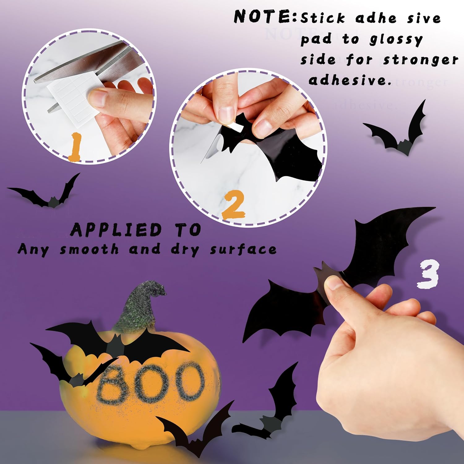 TDHDIKE Halloween Party Supplies & Decorations 140Pcs Realistic PVC 3D Black Scary Bat Wall Stickers for Creepy Home & Indoor Decor DIY Wall Decal Bathroom Decor - Image 6