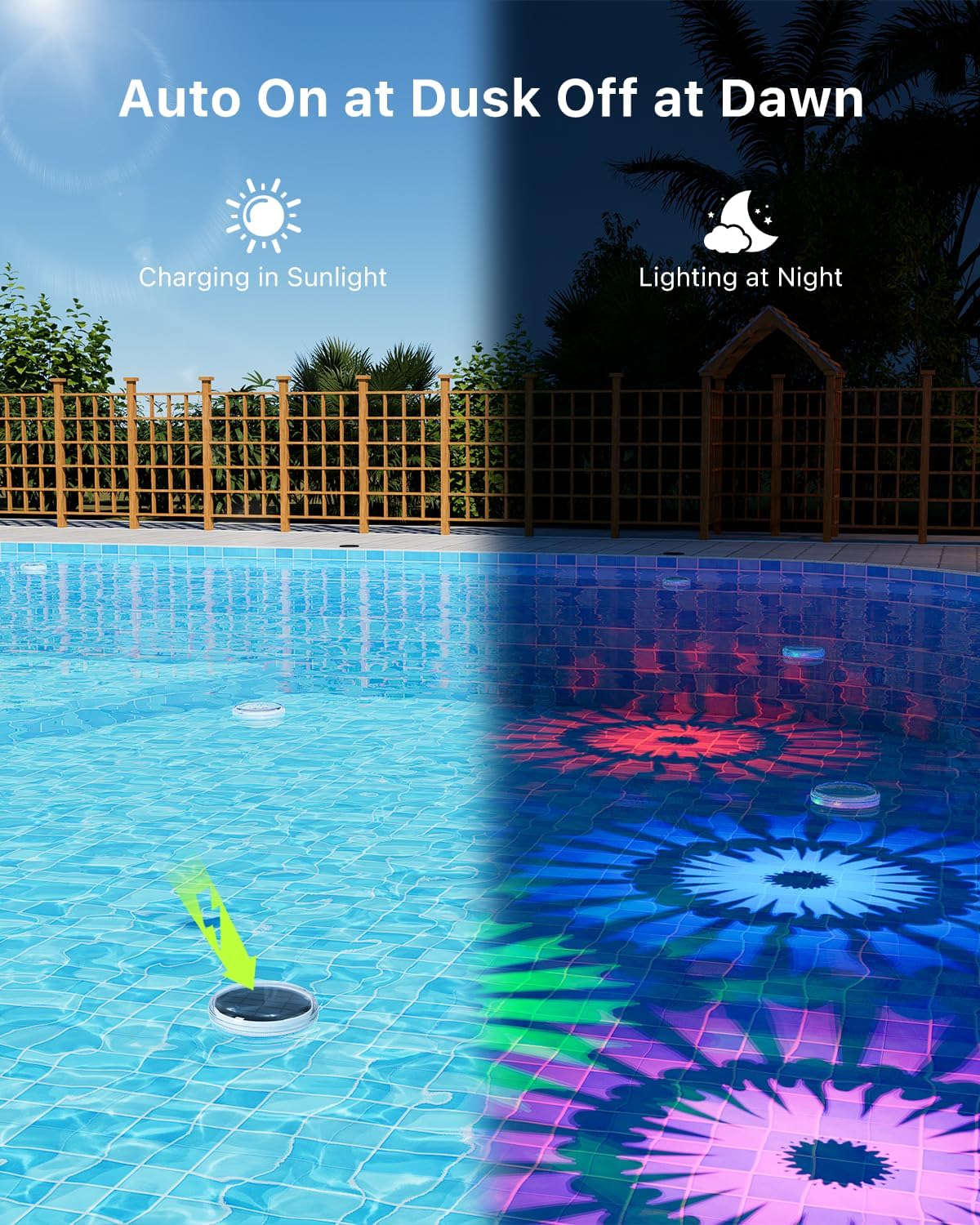 Solar Floating Multicolor Pool Lights with Remote Timer Waterproof Lamp 9 Fixed Adjustable Color for Family Night Swimming Security Lighting, Use to Yard, Garden, Outdoor Inground Pool, Ponds, Hot Tub - Image 5
