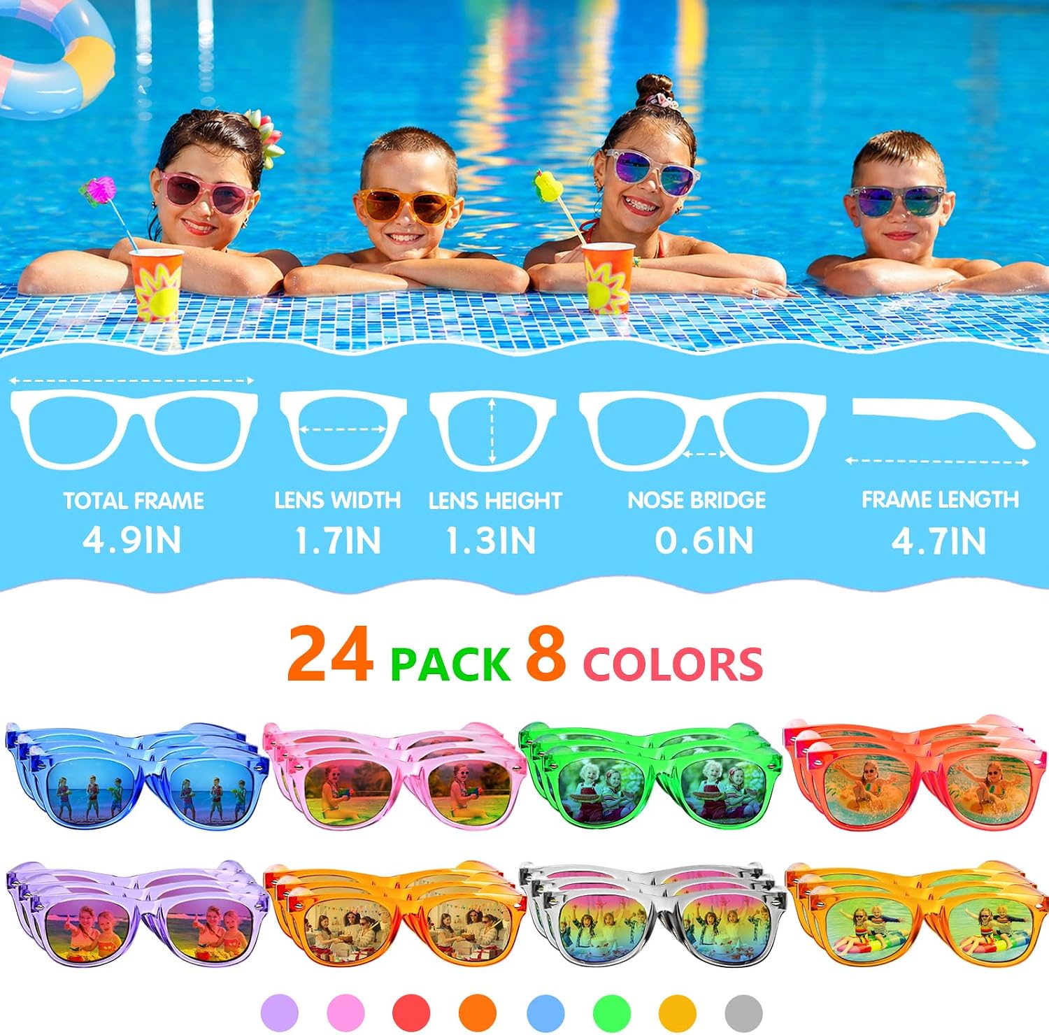 Party Favors Kids Sunglasses Bulk - 24 Packs Neon Sunglasses for Kid Age 3-8, UV400 Protection Party Sunglasses Goodie Bags Stuffers for kids Birthday Party Supply, End of the Year Gifts For Students - Image 2