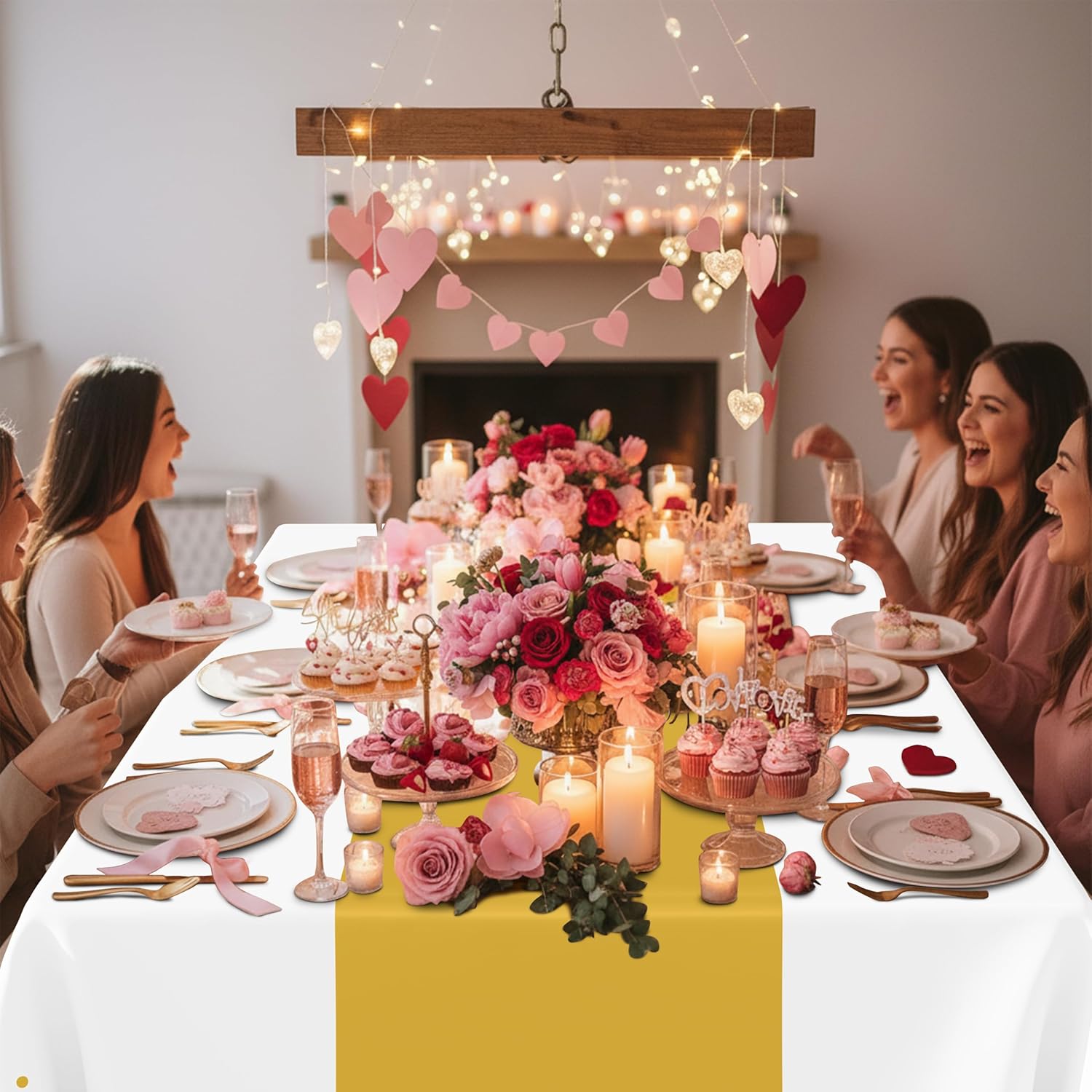 Smiry Plastic Table Cloth Disposable 3 Pack, 54 x 108 Inch Rectangle Waterproof Tablecloth, Printed Gold Table Runner Style for Birthday Weeding, Party Decorations, Leakproof & Sturdy, White and Gold - Image 6