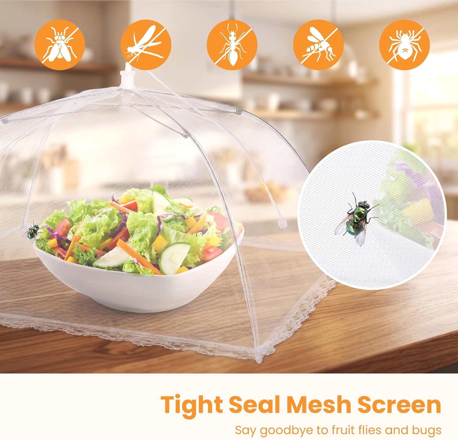 Food Covers for Outside - 2 Extra Large (40 x 25 in) & 6 Large (17 x 17 in) Food Tents/Food Covers for Outdoors Mesh Screen, Picnic Pool Party Supplies, Pop-Up and Collapsible - Image 4