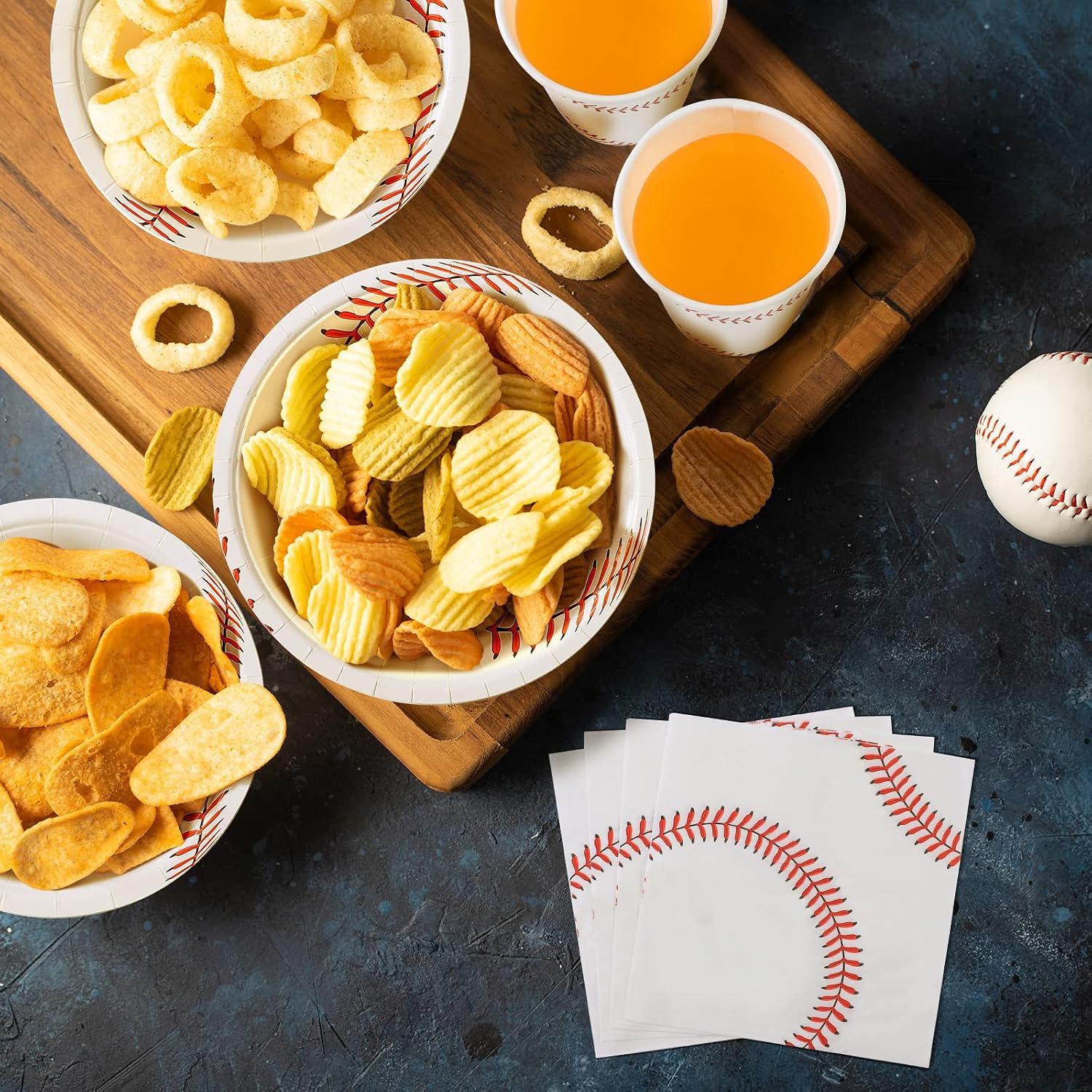 ADXCO 120 Pieces Baseball Party Supplies Tableware Set Disposable Paper Plates Napkins Cups 7 Inch 9 Inch Birthday Favors Decorations for Sport Themed Party Serves 24 - Image 5