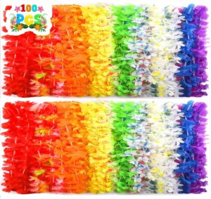 100 PCS Hawaiian Leis Bulk Colorful...