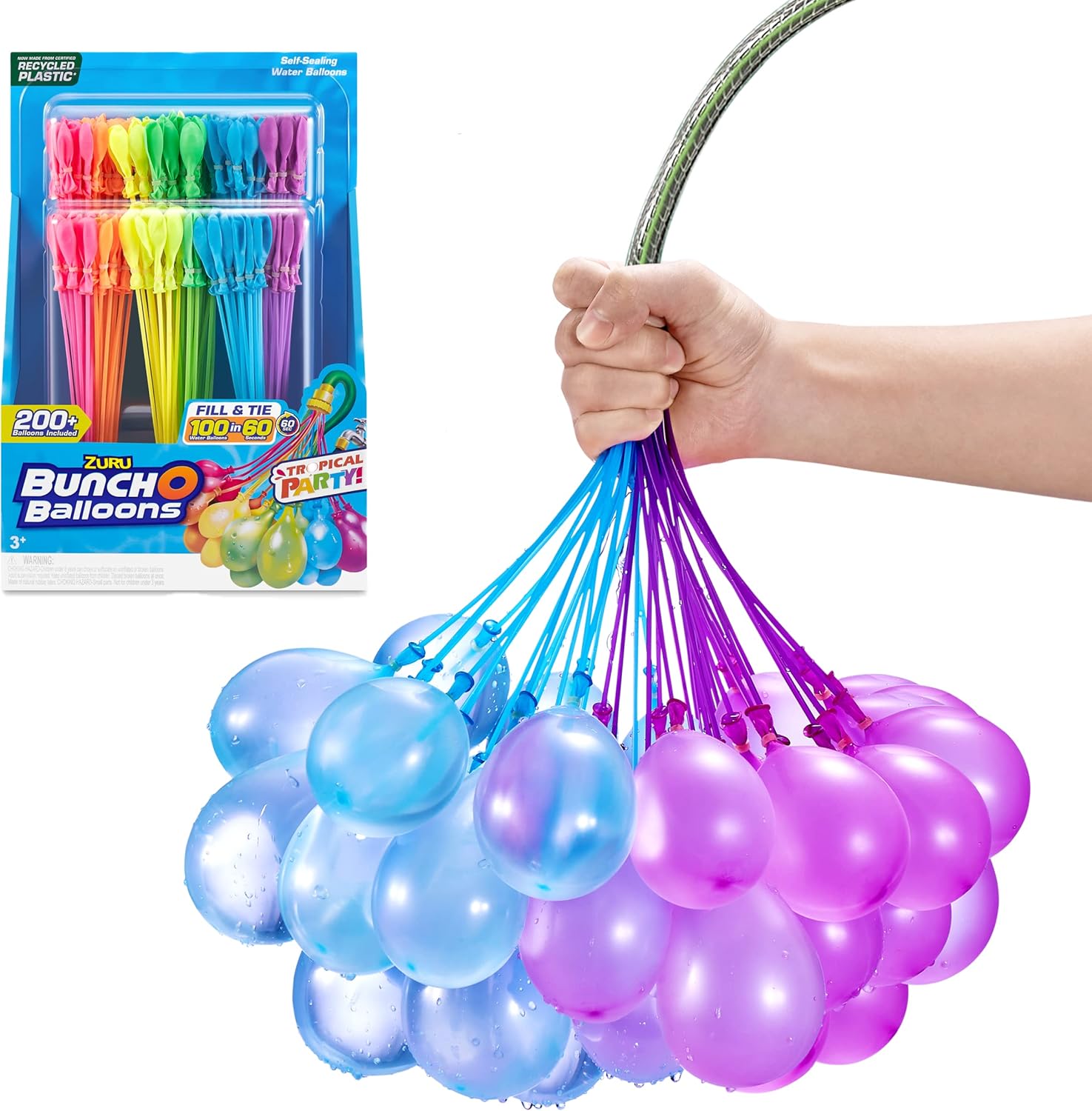 Bunch O Balloons Tropical Party (6 Pack) by ZURU, 200+ Rapid-Filling Self-Sealing Tropical Colored Water Balloons for Outdoor Family, Friends, Children Summer Fun (6 Pack) - Image 2