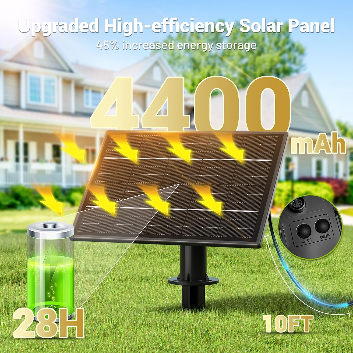 100FT Solar String Lights Outdoor Waterproof, 35+1 LED Solar Powered Lights with Remote Control, 3 Light Modes & Dimmable, USB-C Charging for Patio, Backyard, Garden, Camping - Image 3