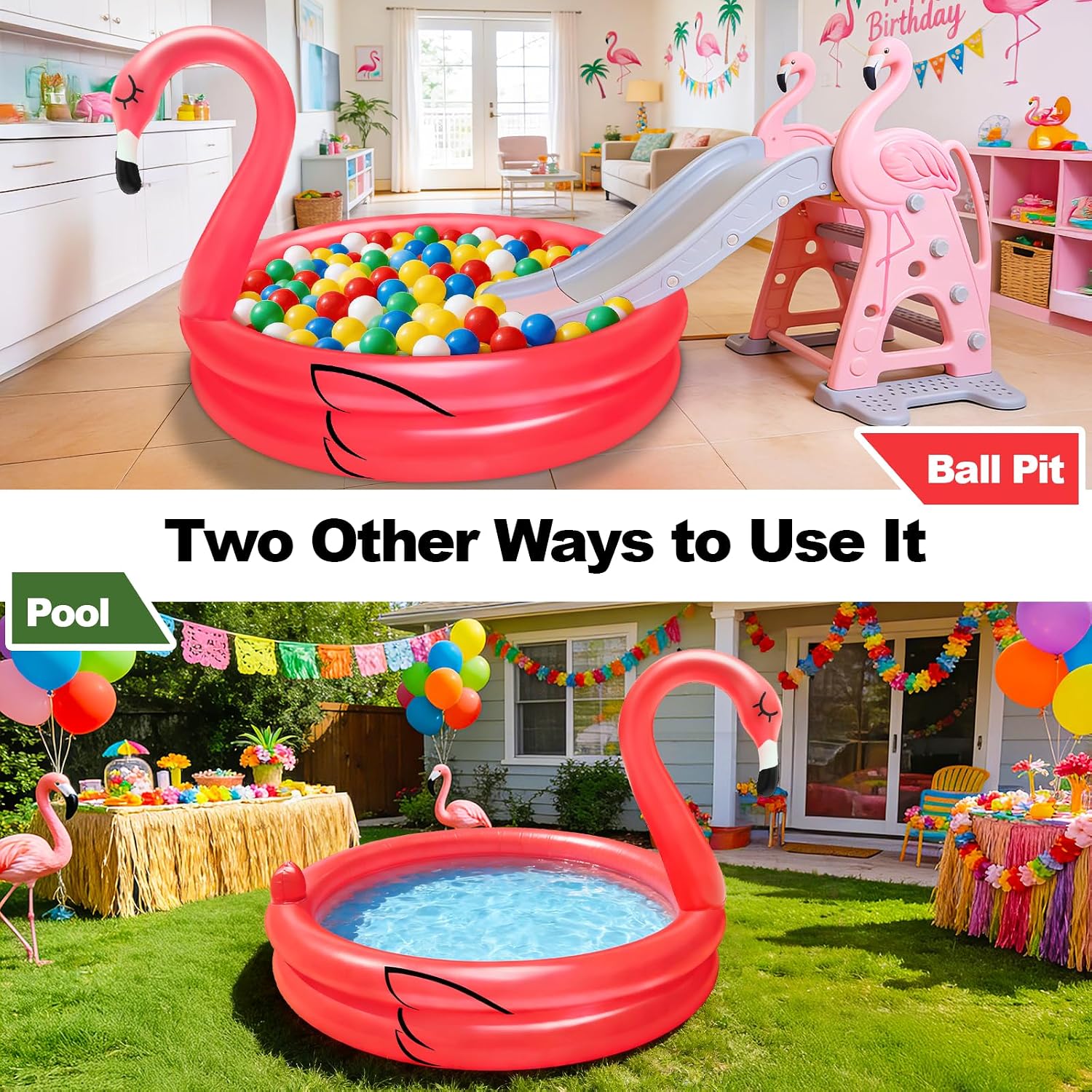 Inflatable Flamingo Cooler 130+ Cans Large Capacity, Bottom Quick-Drain, Luau Party Decor, Flamingo Pool Party Decorations, Beach Hawaiian Birthday Party Supplies Tropical Themed Summer Drink Cooler - Image 7