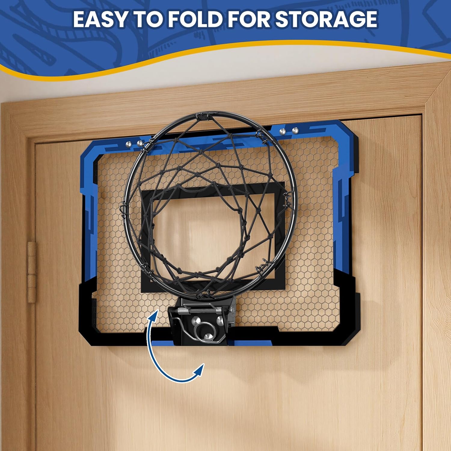 QDRAGON Mini Basketball Hoop, Over The Door Indoor, with 3 Balls/Inflator/Breakaway Rim, Basketball Toy Gifts for Kids and Adults, Suit for Bedroom/Office/Outdoor, Blue Hoop - Image 5