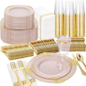Nervure 350PCS Pink Plastic Plates ...