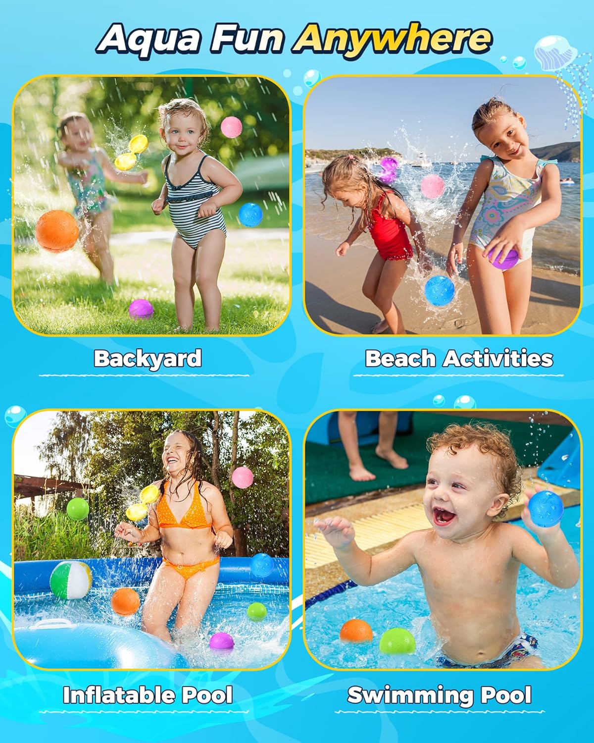 Reusable Water Balloons 12PCS - Summer Water Toys for Pool Beach & Outdoor, Self-Sealing Refillable Water Bombs for Kids Ages 3-14, Magnetic Splash Balls for Kids Fun Games & Activities - Image 5