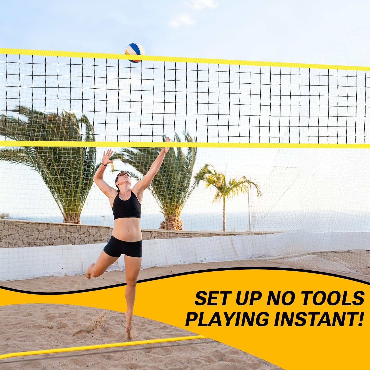 Dimples Excel 12x8 FT Professional Portable Volleyball Net Set with 4 Adjustable Height Levels (5.05–8 FT), Includes Volleyball, Pump, Carry Bag and Sandbags for Indoor/Outdoor Training - Image 9