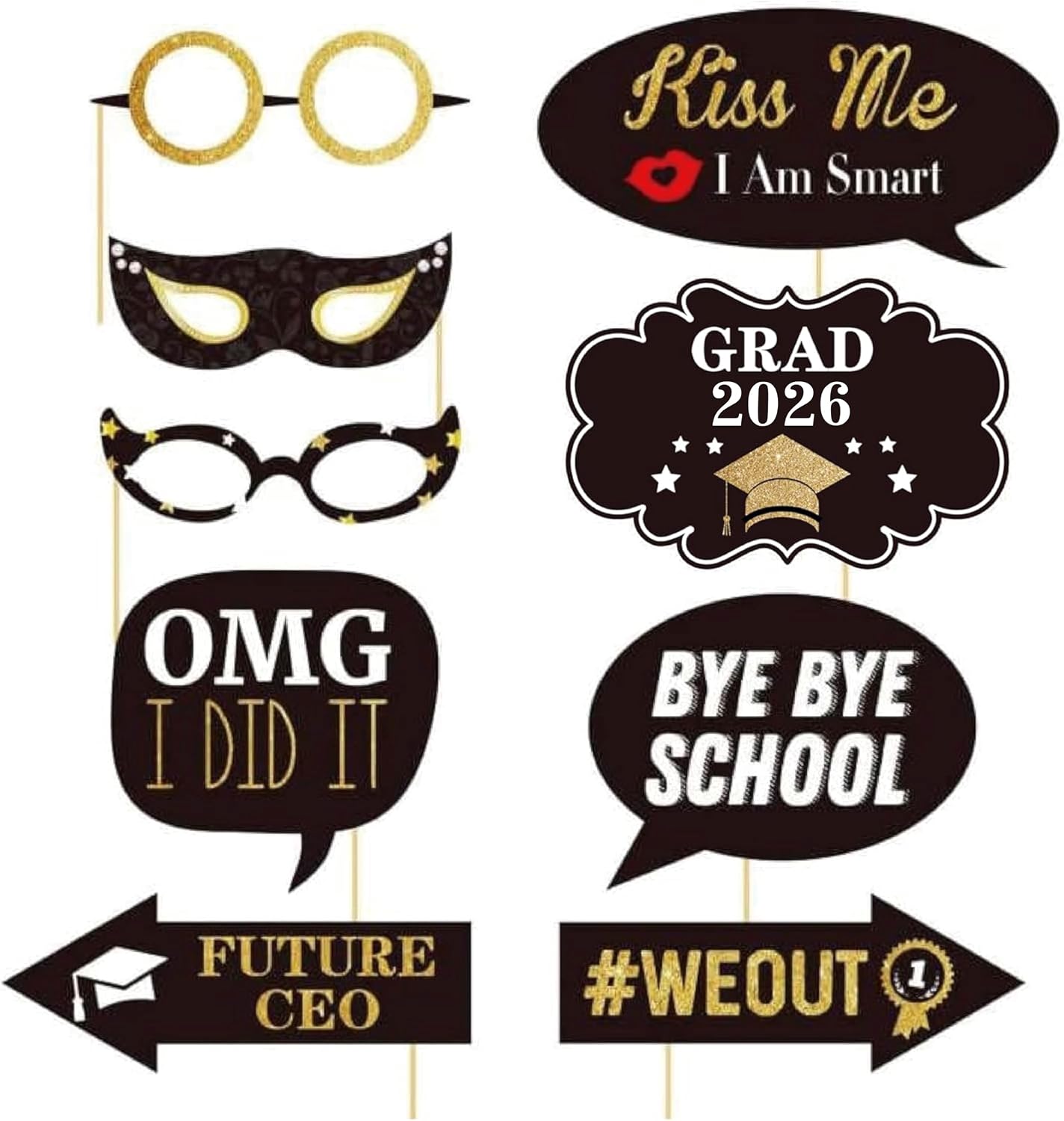 Happy Graduation 2026 Photo Booth Props 35pcs Funny Large Graduation Photo Props Class of 2026 Grad Decor with Sticks for Kids Boy Girl Women Men Graduation Party Favors Supplies Decorations - Image 4