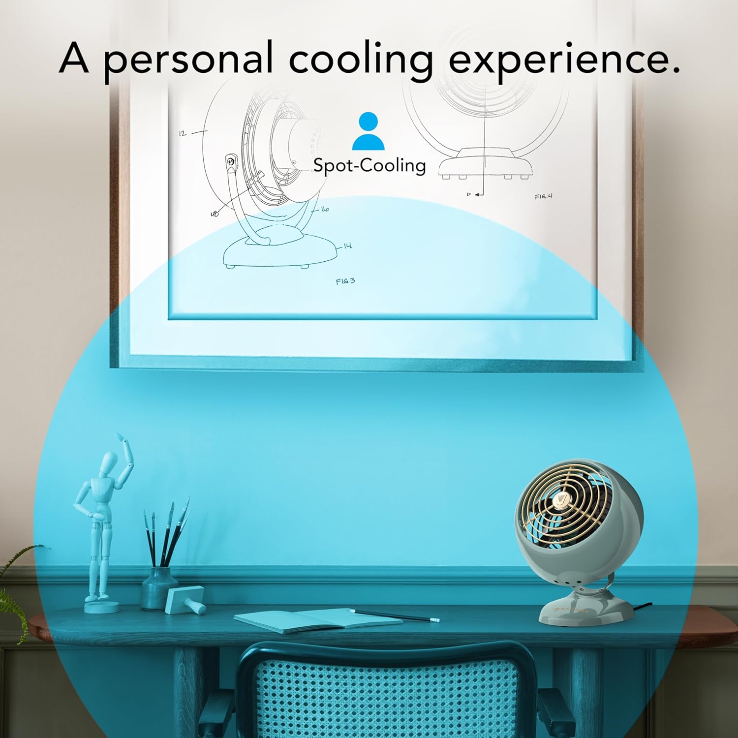 Vornado VFAN™ Mini Classic Vintage Metal Desk Fan, 2-Speed, Adjustable Tilt, Personal Air Circulator for Bedroom, Office, Dorm Room, Portable Quiet, Vintage Green - Image 4