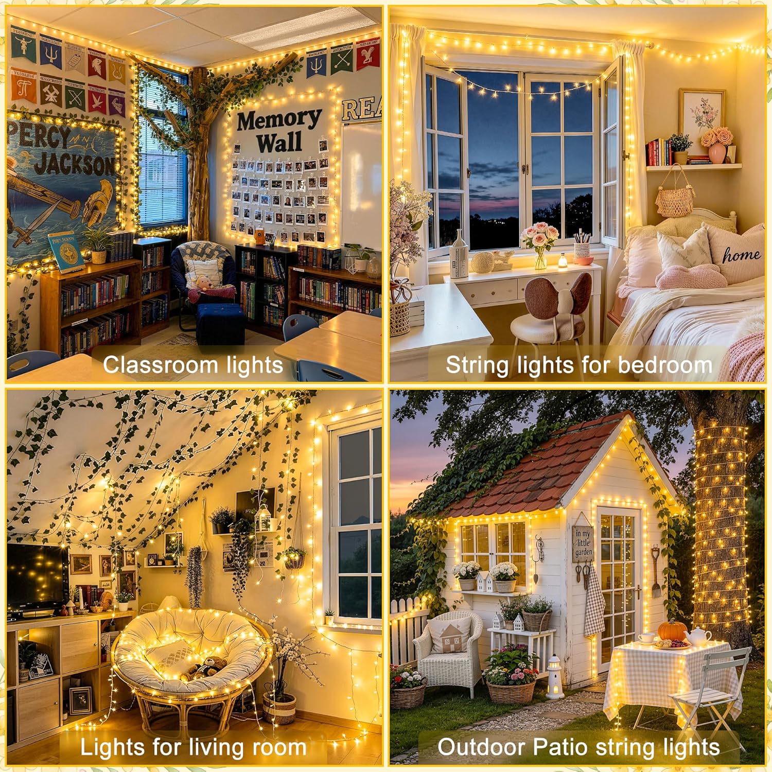 JMEXSUSS 200 LED String Lights Indoor Outdoor Clear Wire, Connectable Warm White Christmas String Lights for Bedroom, 66 Ft Twinkle Fairy Light Plug in for Wedding Home Tree Yard Patio Classroom Decor - Image 2