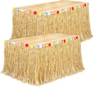 Fovths 2 Pack Luau Grass Table Skir...
