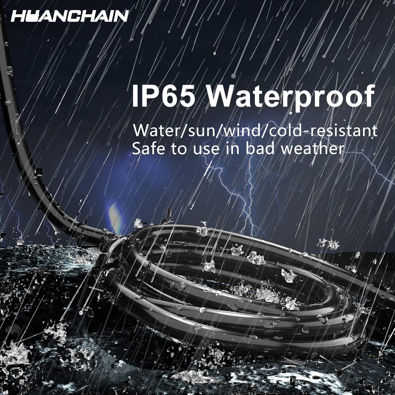 HUANCHAIN Indoor Outdoor Black Extension Cord 15 ft Waterproof, 16/3 Gauge Flexible Cold-Resistant Appliance Extension Cable Outside, 13A 1625W 16AWG SJTW, 3 Prong Electric Cord, ETL - Image 3