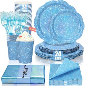 Blue Iridescent Plates and Napkins ...