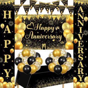 Black and Gold Happy Anniversary De...