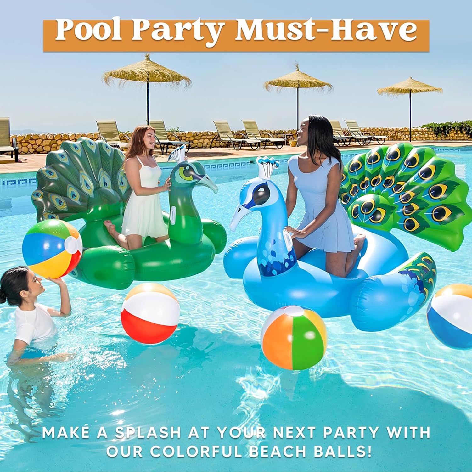 JOYIN 4-Pack 20" Beach Balls - Large Rainbow Beach Ball Inflatable Pool Toys for Party Supplies Decorations, Adults Kids Birthday Luau Summer Beach Water Games Beachball Party Favors - Image 7