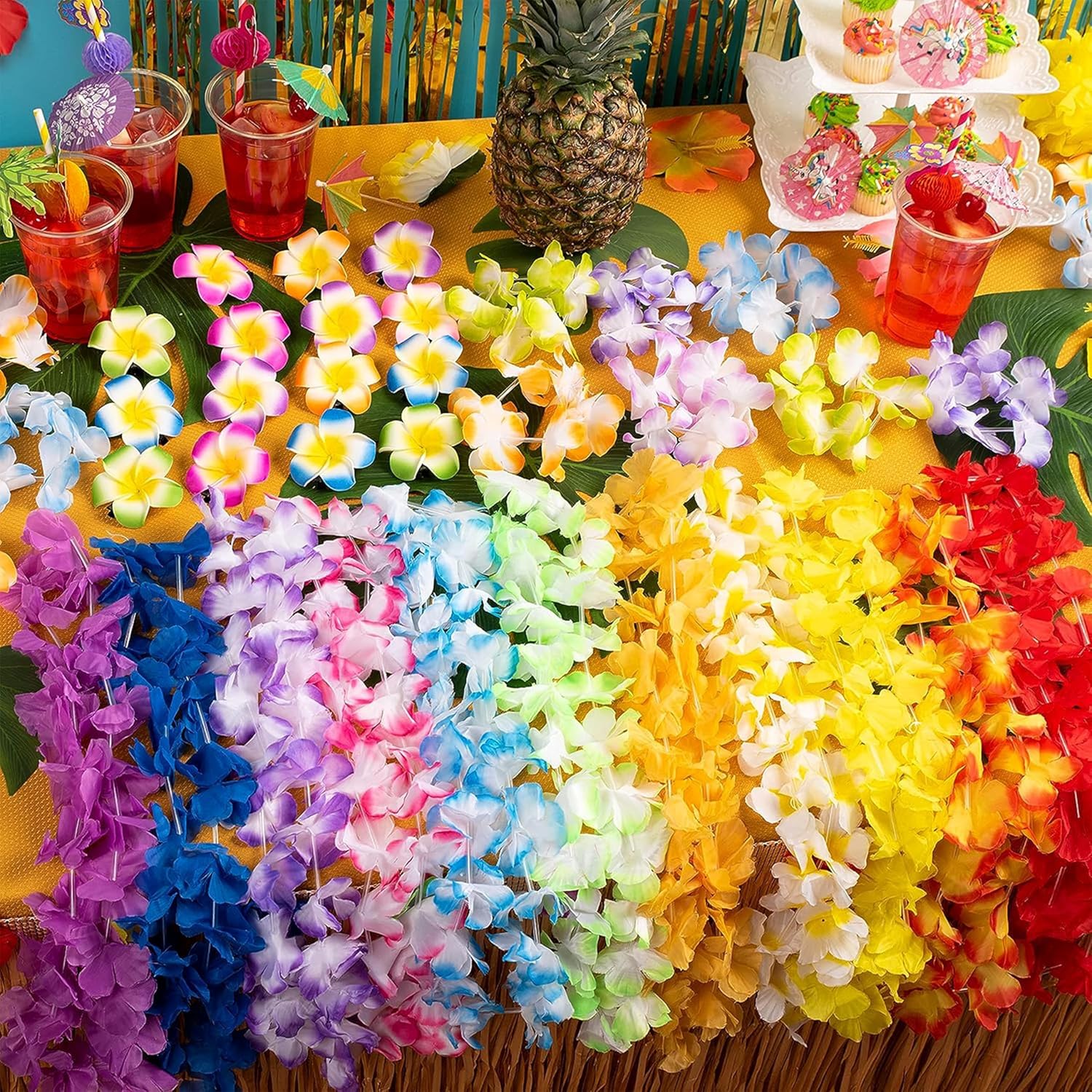 JOYIN Toy 12 Counts Hawaiian Leis Bulk, Tropical Flower Lei Hawaiian Lei Beach Hawaii Luau Party Favors Decoration Birthday Party Supplies - Image 9
