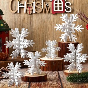 Bucherry 12 Pcs Wooden Snowflake Ta...