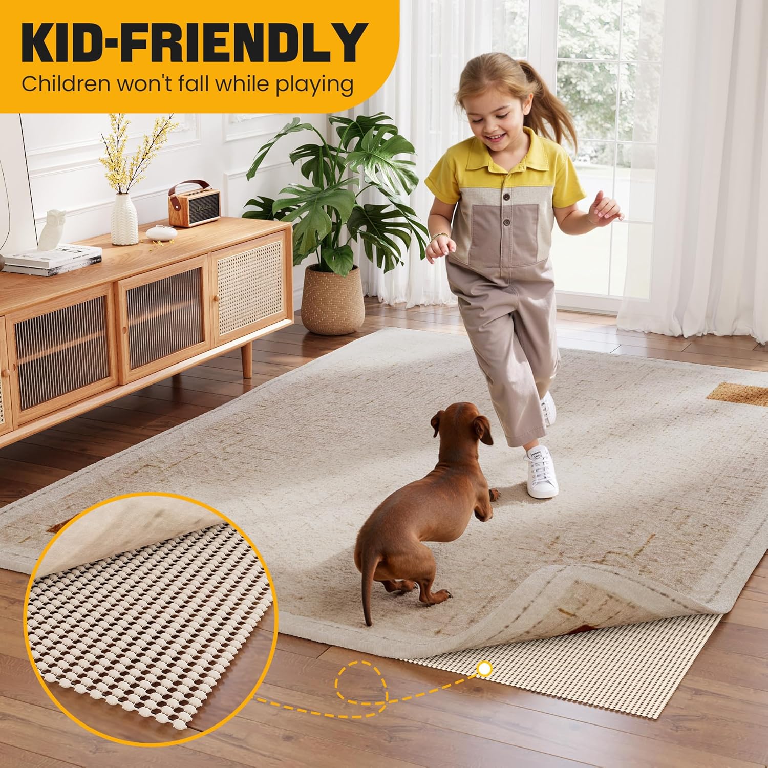 Jorvila Non-Slip Rug Pad Gripper 2x8 Feet, Thick Cushioned Carpet Pad for Hardwood Floors, Anti Skid Mat for Kitchen Hallway Runner, Strong Grip Drawer Shelf and Cabinet Liner - Image 7