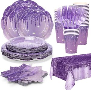 Purple Glitter Plates and Napkins P...