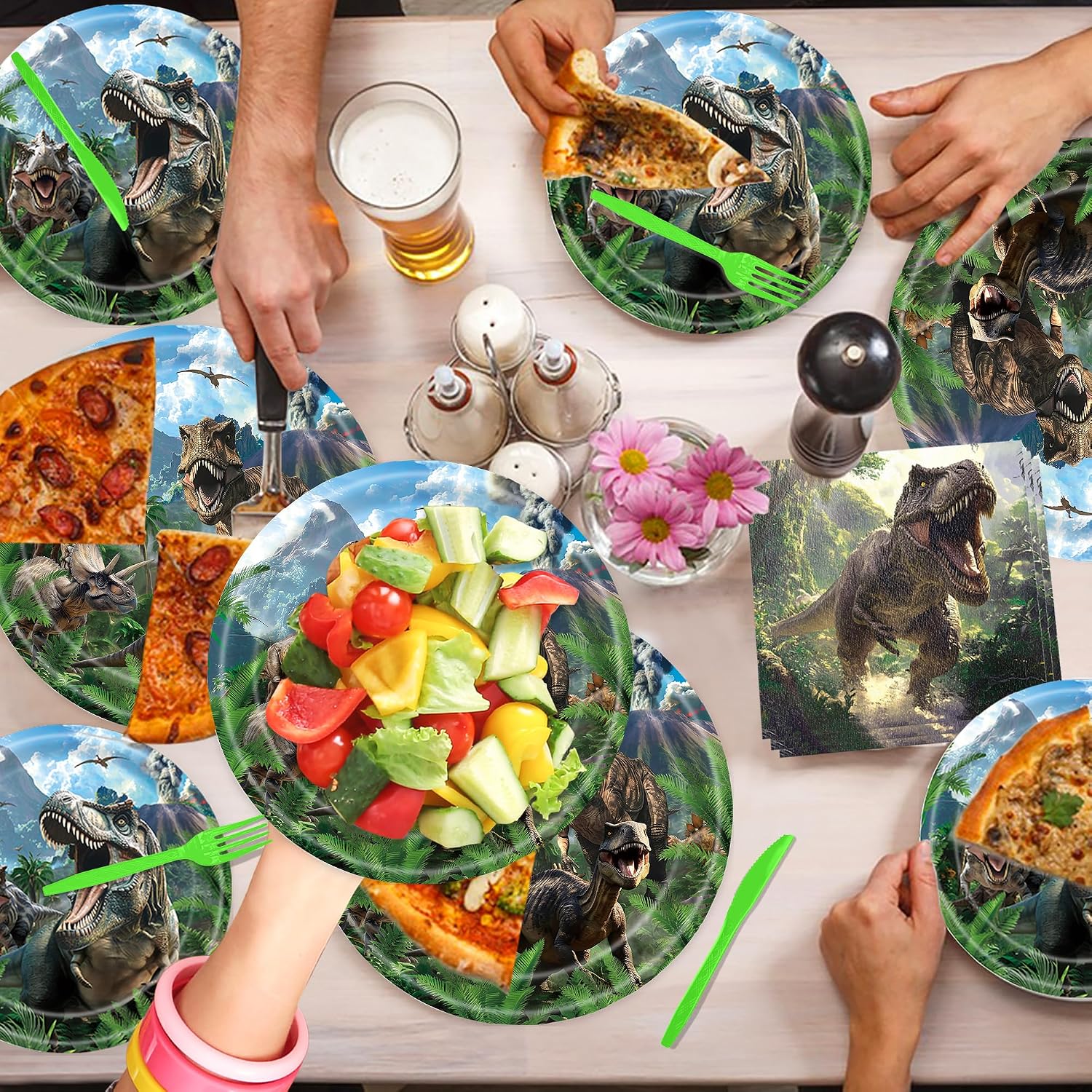 120PCS Dinosaur Party Birthday Supplies for Boys Kids Dino World Themed Tableware Set Dinosaur Park Party Decorations Tableware Set Plates Napkin Cups Set for 20 Guests - Image 7