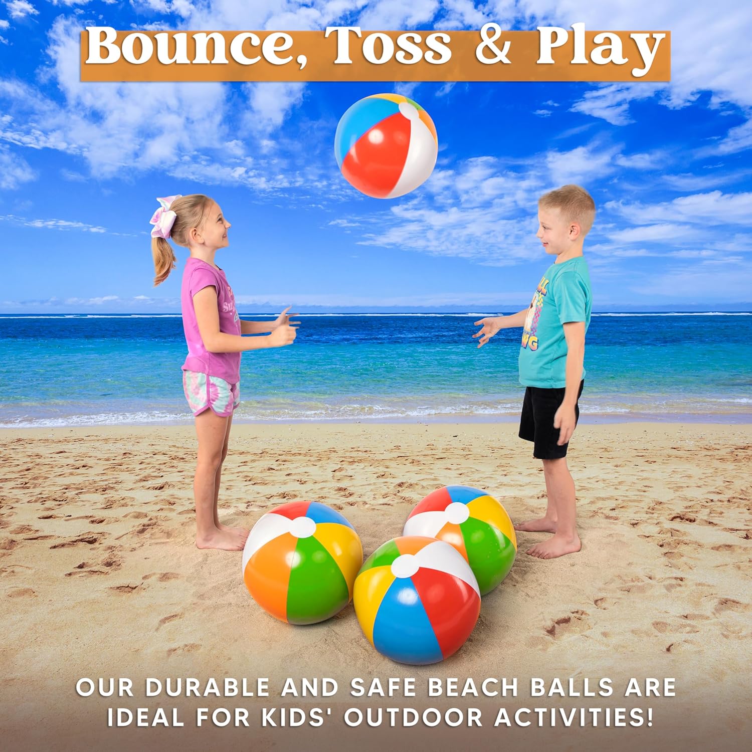 JOYIN 4-Pack 20" Beach Balls - Large Rainbow Beach Ball Inflatable Pool Toys for Party Supplies Decorations, Adults Kids Birthday Luau Summer Beach Water Games Beachball Party Favors - Image 3
