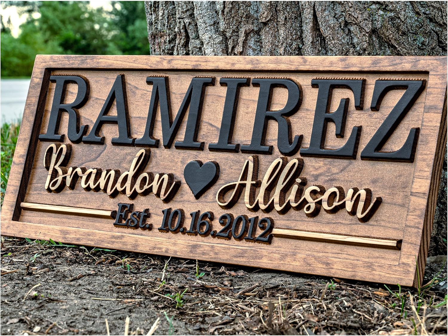 Personalized Wedding Last Name Established Wooden Sign | Engagement Gift | Wood Name Heart Sign, Bridal Shower Engagement Gift, 5 Year Anniversary