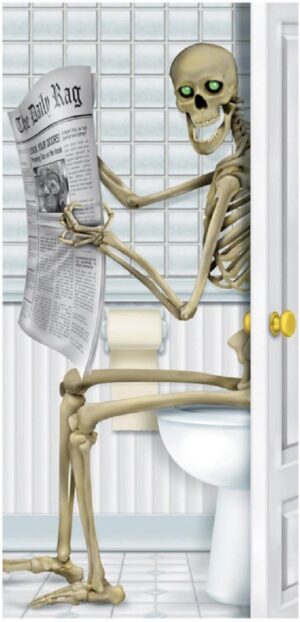 Skeleton Restroom Door Cover, 5 Ft - Halloween Party Supplies