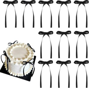 Black Ribbon Bow Cake Toppers (30)