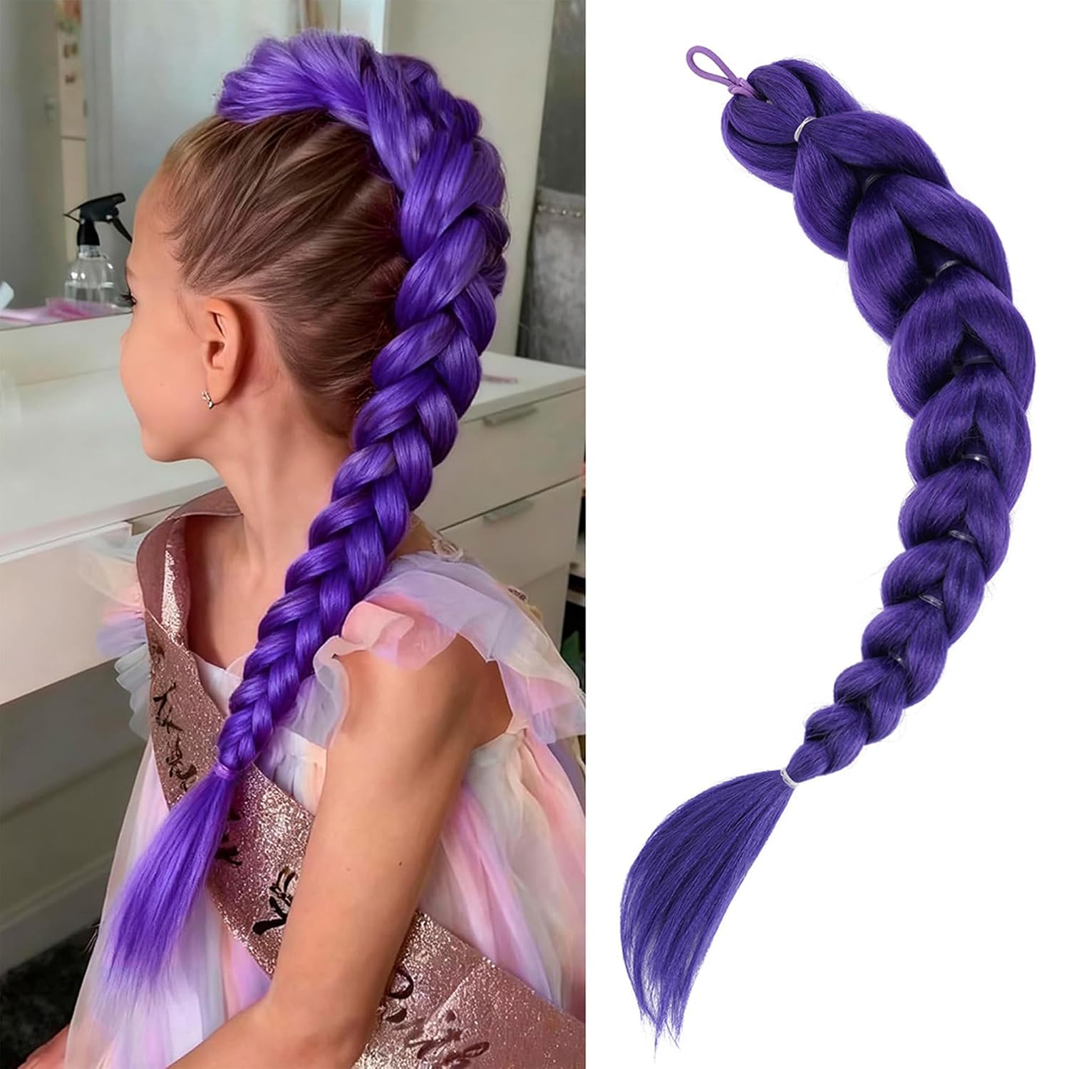 Purple Braided Ponytail Extension, ... - Halloween Party Supplies