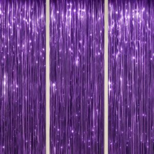 Purple Foil Fringe Backdrop (3-Pack... - Party Backdrops
