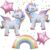 5 Pcs Self Standing Unicorn Balloons – 3D Rainbow and Star Foil Balloons for Birthday Party Decorations and Supplies