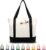 TOPDesign 1 | 3 | 6 | 30 Pack Canvas Tote Bag with an External Pocket, Reusable Grocery Shopping Bag, Top Zipper Closure, Daily Essentials (Black/Natural Pack of 1)
