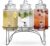 Drink Dispenser Set of 3 – Beverage Dispenser with Stand – Glass Drink Dispensers for Lemonade, Juice, Water, Iced Tea, Punch – 1-Gallon Countertop Party Drink Dispensers