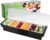 WICHEMI Fruit, Veggie & Condiment Caddy with Lid Dispenser Tray Plastic Garnish Station for Bartending & Serving Taco, Ice Cream, Salad Bar – Topping Organizer for Restaurant Supplies (6 Compartment)