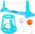 JOYIN Inflatable Pool Float Set Volleyball Net & Basketball Hoops, Floating Swimming Game Toy for Kids and Adults, Summer Floaties, Volleyball Court (105”x28”x35”)|Basketball (27”x23”x27”),L-Blue