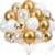 60Pcs 12 Inch White Gold Latex Balloons Kit – Pearl White, White, Metallic Gold Confetti Party Balloons with Ribbon for Wedding Shower, Anniversary, Baby Shower Decorations.
