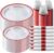 Goodluck 350 Piece Red Plastic Dinnerware Set for Party, Clear Disposable Plates for 50 Guests, Includes 100 Plates, 50 Pre Rolled Napkins with Cutlery Set, 50 Cups for Graduation, Wedding, Christmas